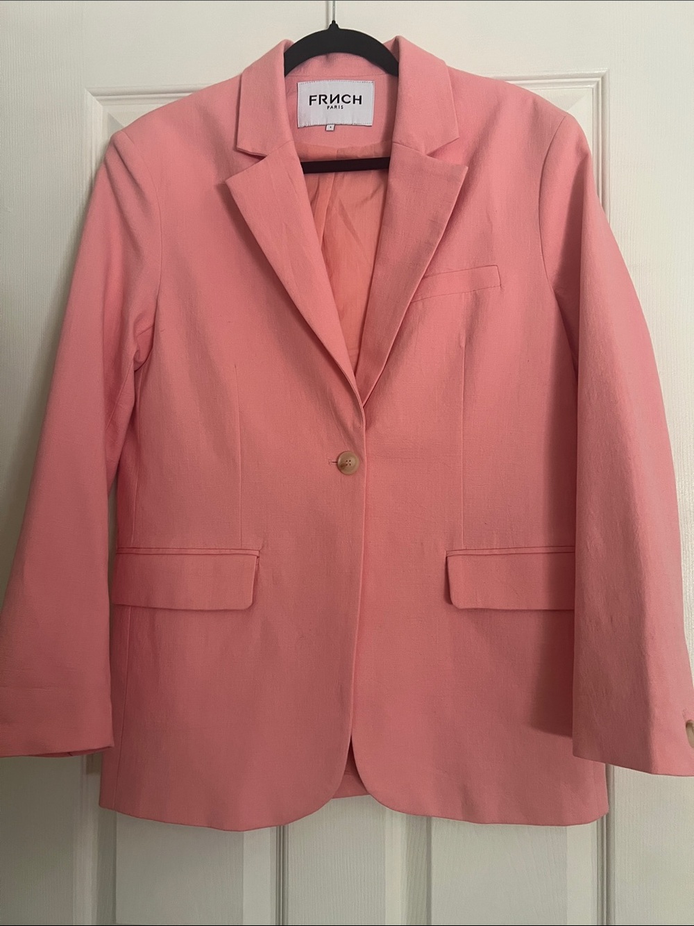 FRNCH Coral Pink Single-Button Blazer